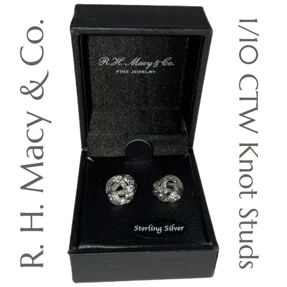 R. H. Macy & Co. - Fine Jewelry - Sterling Silver 1/10 CTW Diamond Earrings - Picture 1 of 7